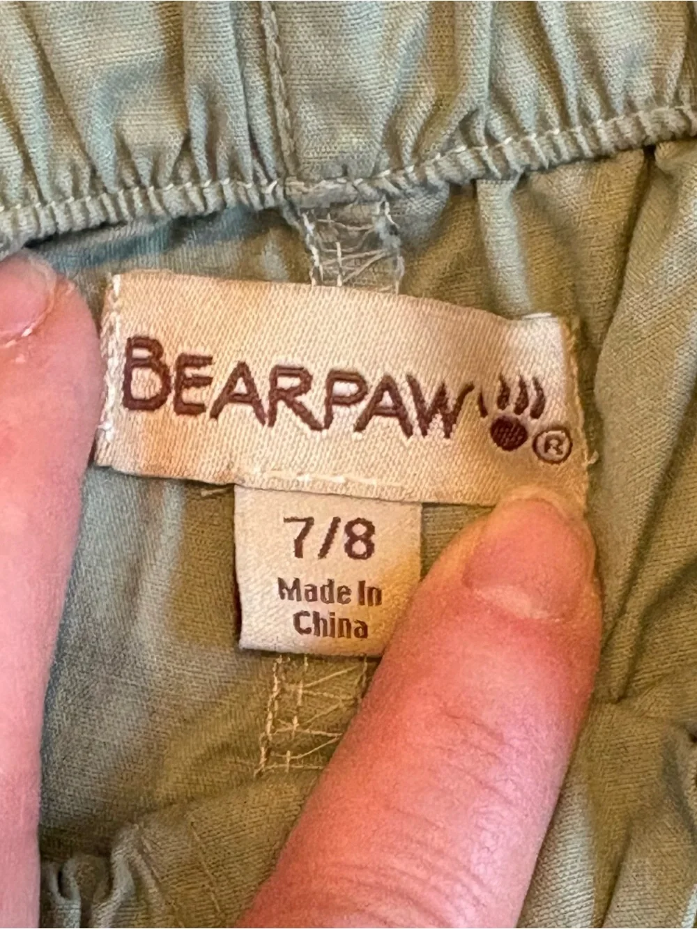 Bearpaw Girls’ 7/8 Olive Green Floral Embroidered Elastic Waist Pants